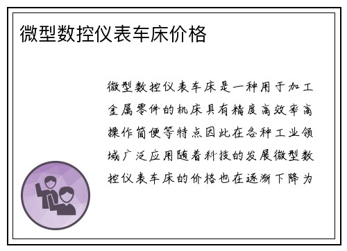 微型数控仪表车床价格
